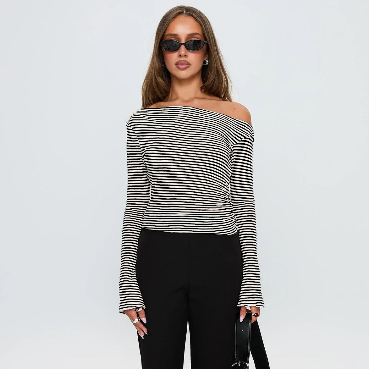Women's Asymmetrical Polka Dot Top Modern Design