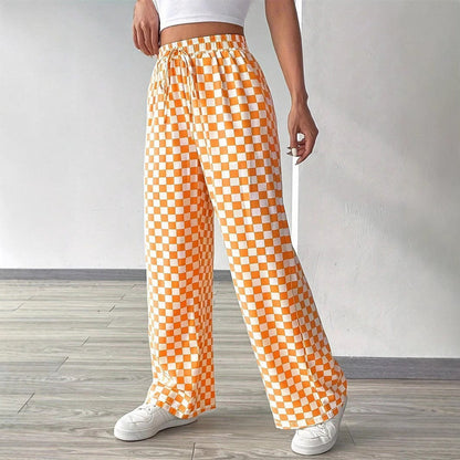 Women's Comfort Plaid Pants Elastic Waist