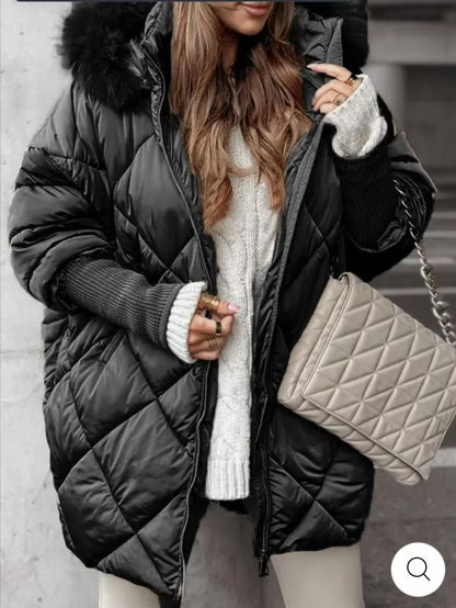 Women's Winter Parka Quilted Jacket Detachable Hood