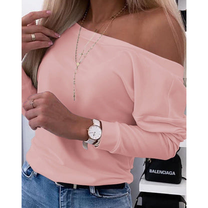 Women's Off-Shoulder Casual Pullover Top Trendy Style