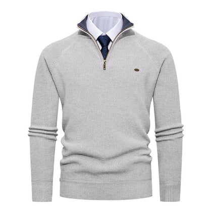Men's Elegant Stand-Up Collar Zipper Knitted Sweater