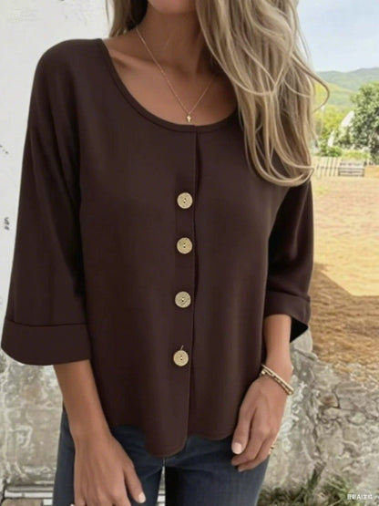 Women's Blouse Elegant Casual Button Detail