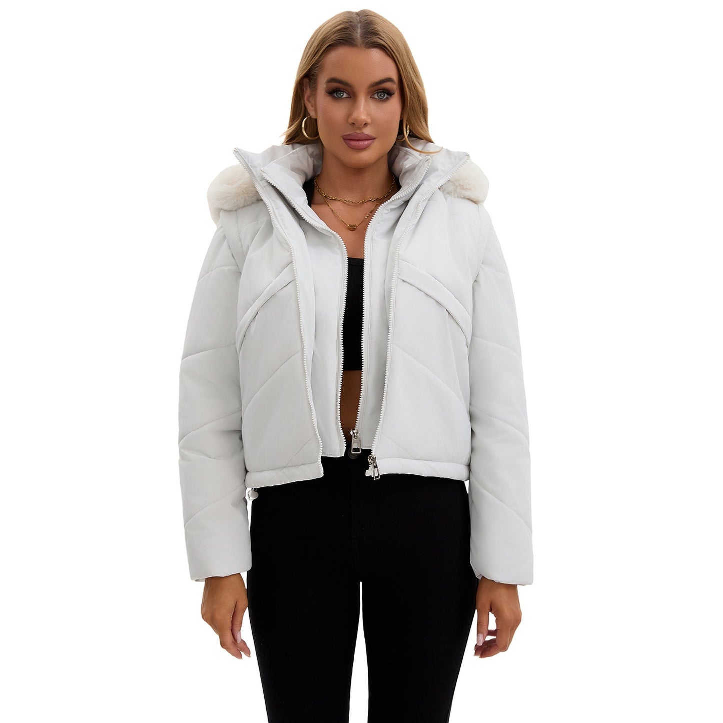 Damen Wendejacke Kunstfell Mantel Modern - IdealeKleiden
