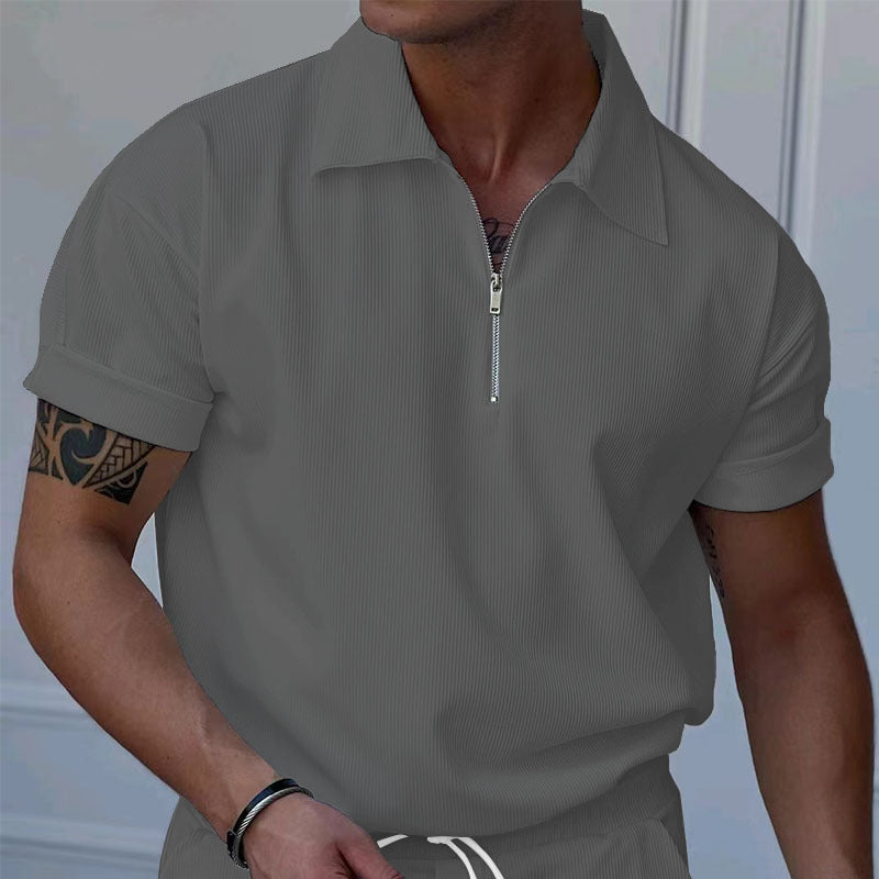 Men's Short-Sleeve Polo Shirt with Textured Look