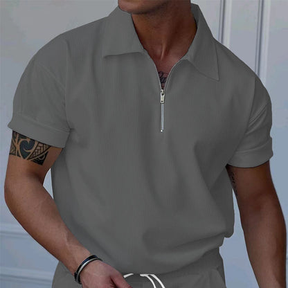 Men's Short-Sleeve Polo Shirt with Textured Look