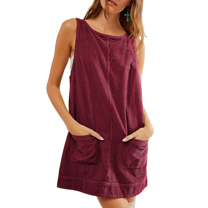 Women's Casual Jersey Dress Round Neck with Pockets