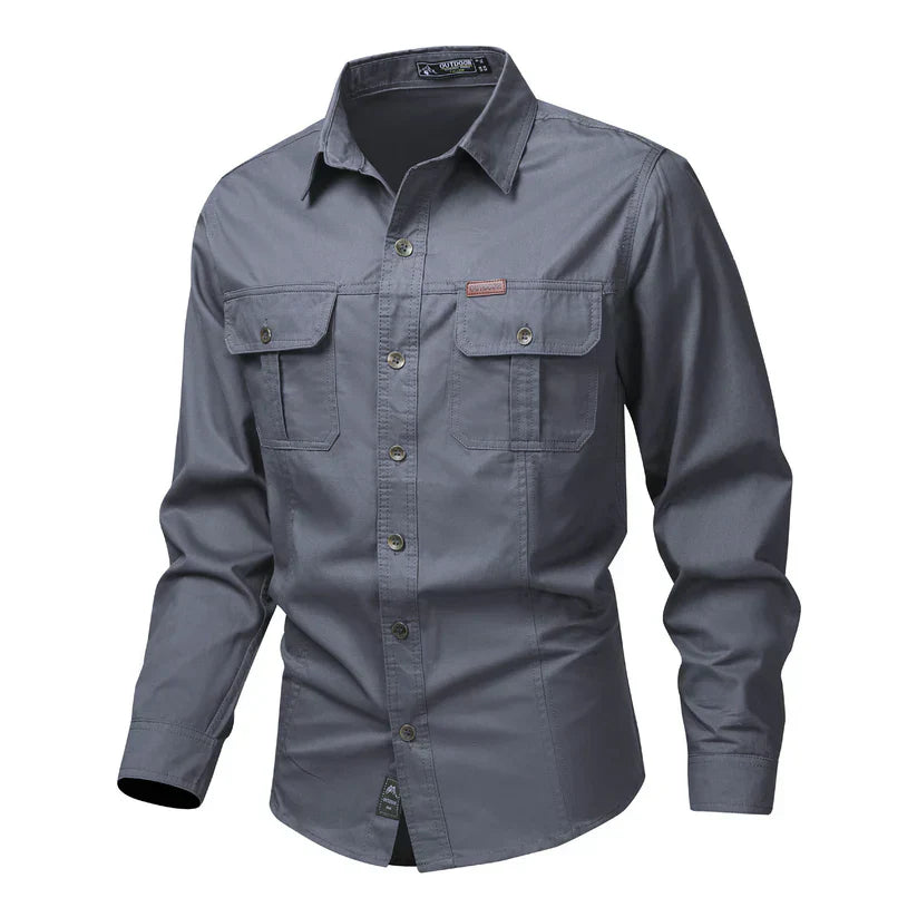 Outdoor Long-Sleeve Shirt with Chest Pockets, Functional