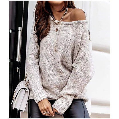 Damen Off-Shoulder Pullover Elegantes Design - IdealeKleiden