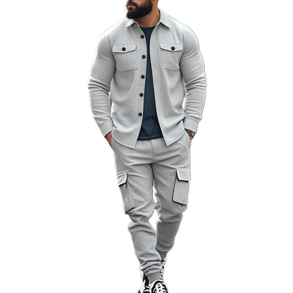 Men's Casual Set: Comfortable Trousers & Casual Shirt