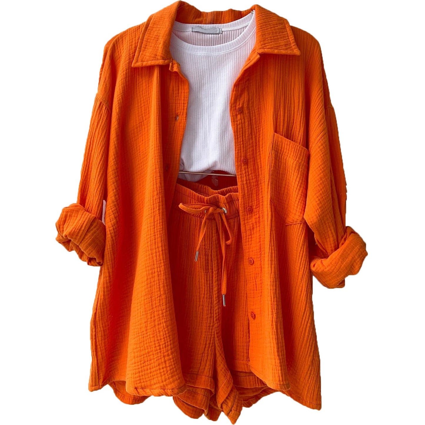 Women's Summer Outfit Short Sleeve Blouse Shorts Set