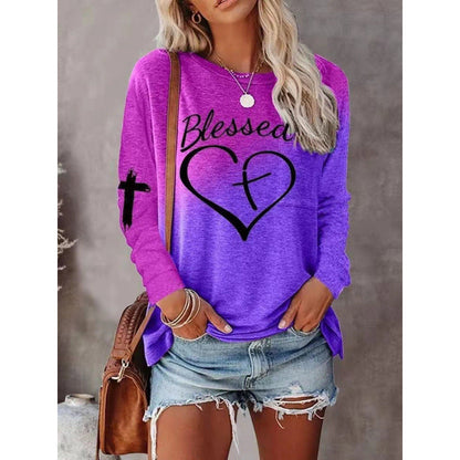 Comfortable Longsleeve Shirt Relaxed Fit Graphic Print