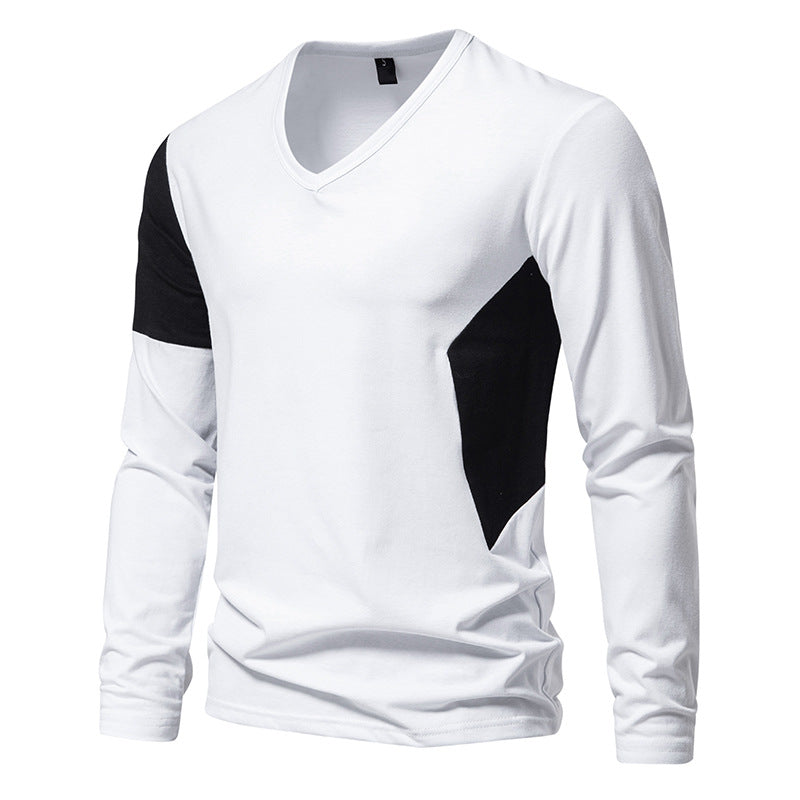 Men's Long Sleeve T-Shirt Modern V-Neck Color Block