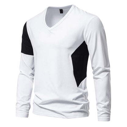 Men's Long Sleeve T-Shirt Modern V-Neck Color Block