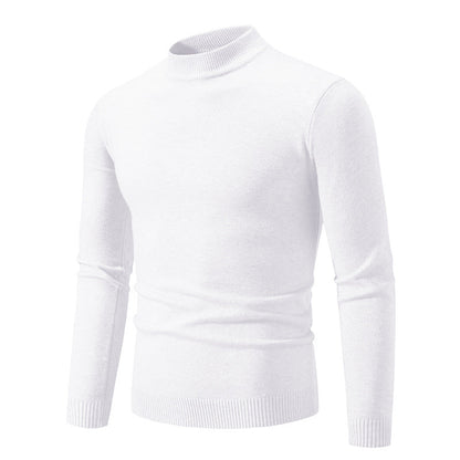 Men's Pullover Fine Knit High Collar Elegant