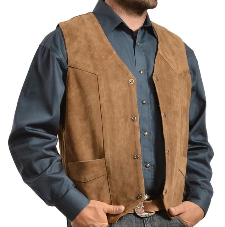 Men's Leather Vest Rustic Stylish with Pockets