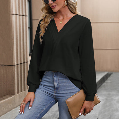 Women's Elegant Long Sleeve V-Neck Top Dress