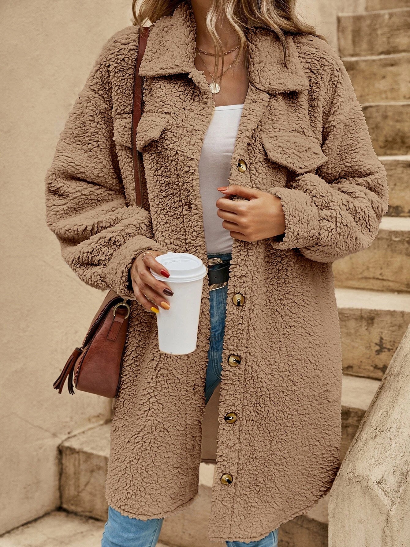 Soft Sherpa Coat Plus Size