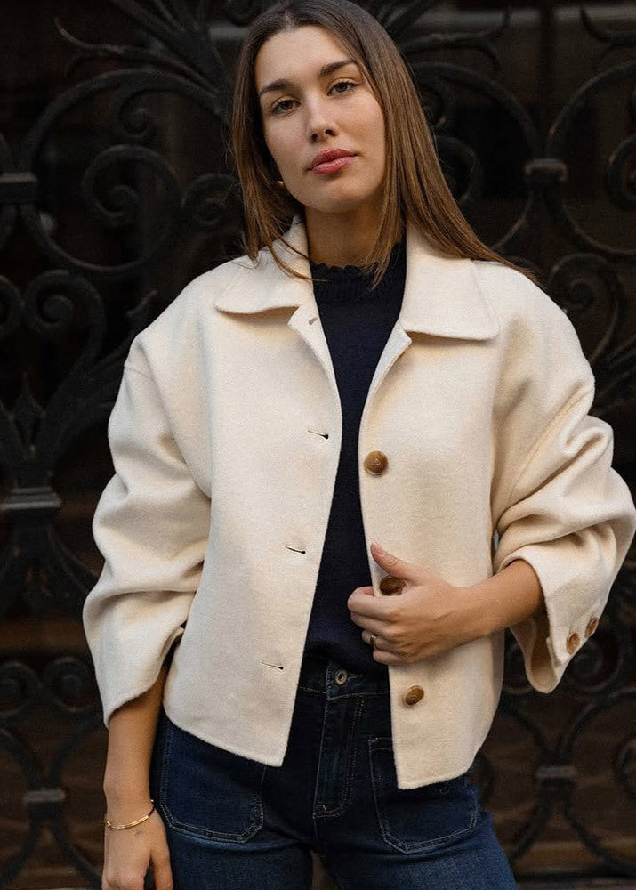 Stylish Short Jacket Wool Blend Women