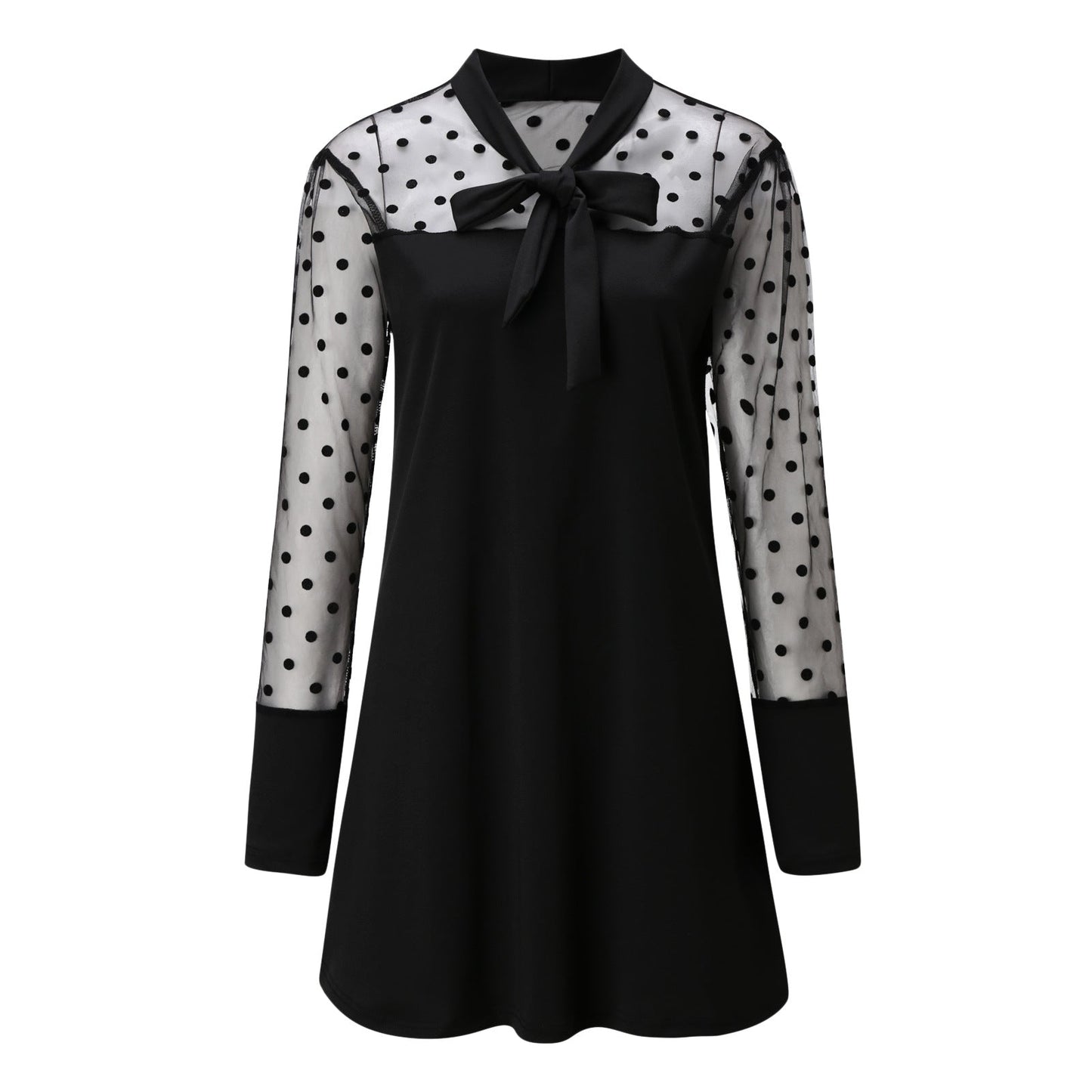 Women's Chiffon Dress Elegant Polka Dot Design With Bow