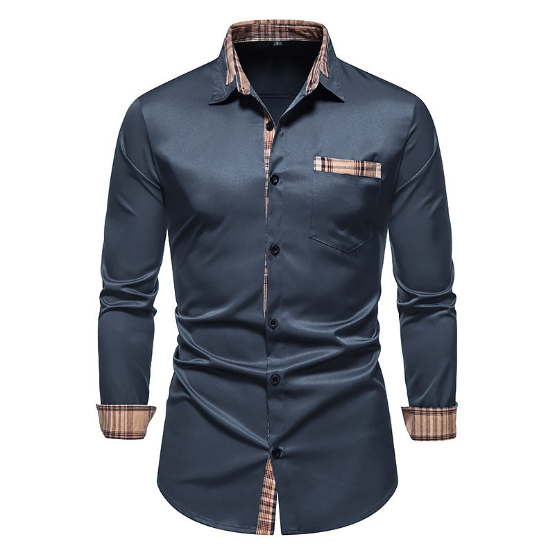 Men's Shirt Modern Plaid Pattern Chest Pocket