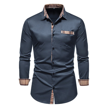 Men's Shirt Modern Plaid Pattern Chest Pocket
