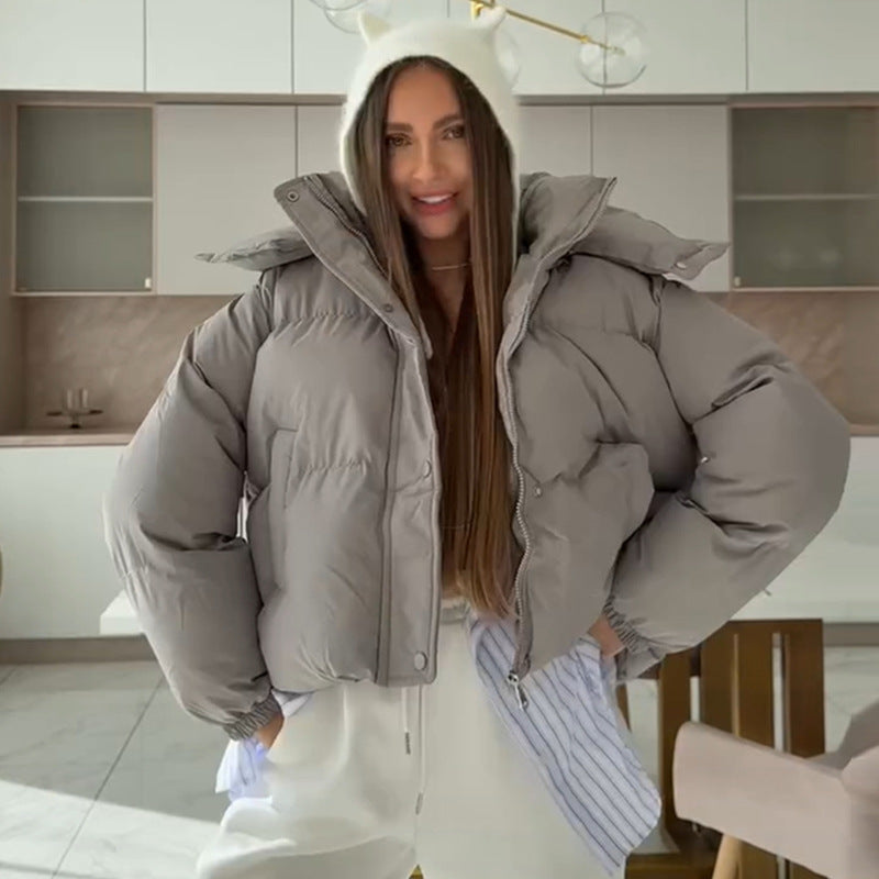 Women's Quilted Jacket Warm Hooded Winter Jacket