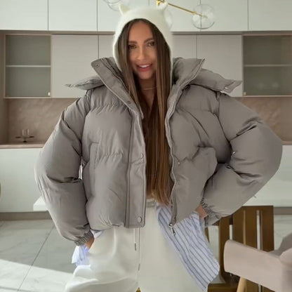 Women's Quilted Jacket Warm Hooded Winter Jacket