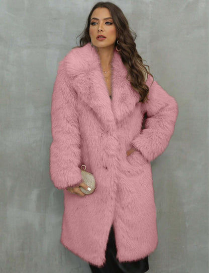 Women's Faux Fur Coat Luxury Lapel Elegant Design
