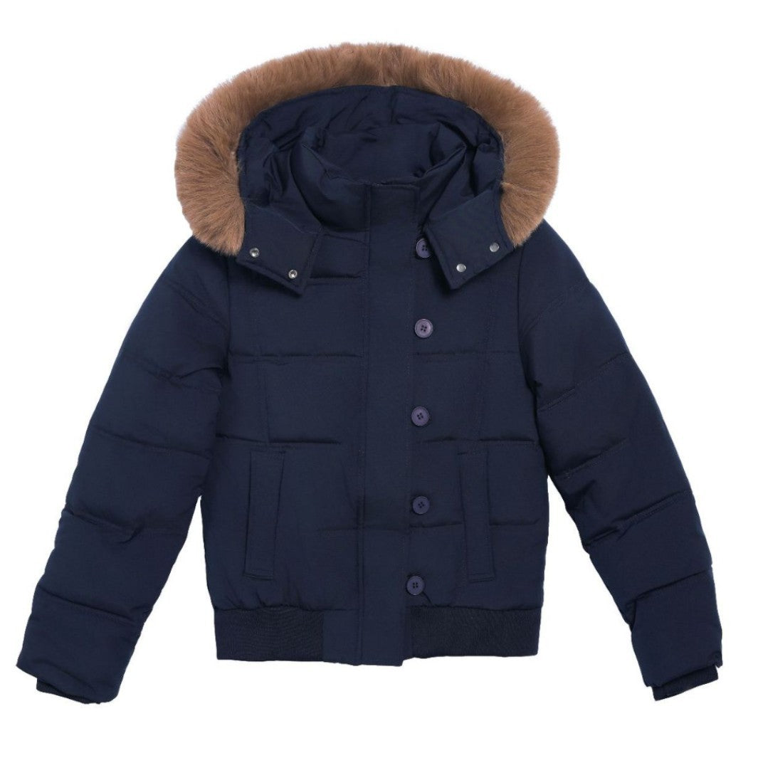 Women's Elegant Winter Jacket With Detachable Fur Collar