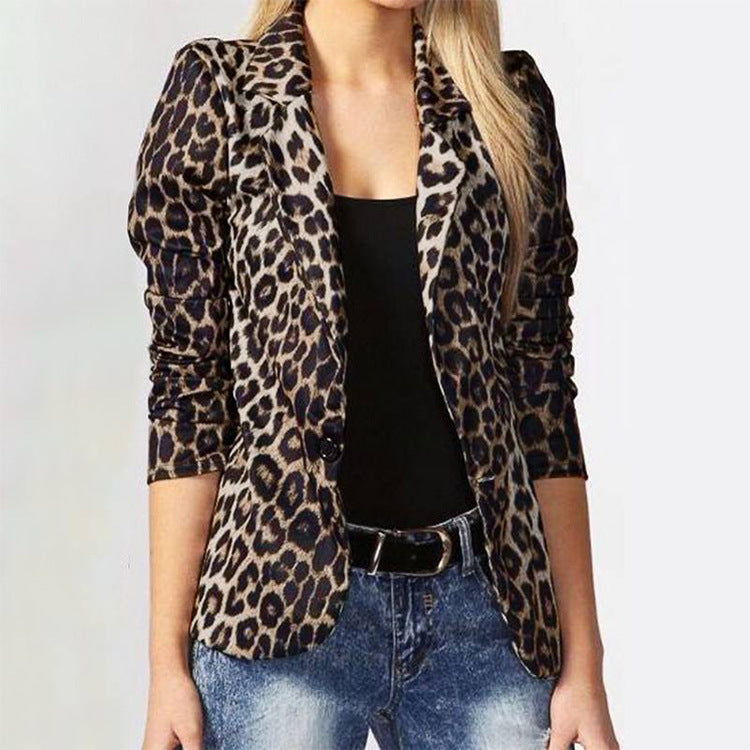 Women's Animal Print Blazer Trendy Clothing