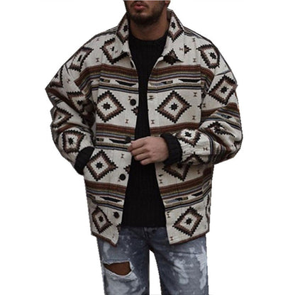 Men's Quilted Jacket Geometric Pattern Trendy Outdoor