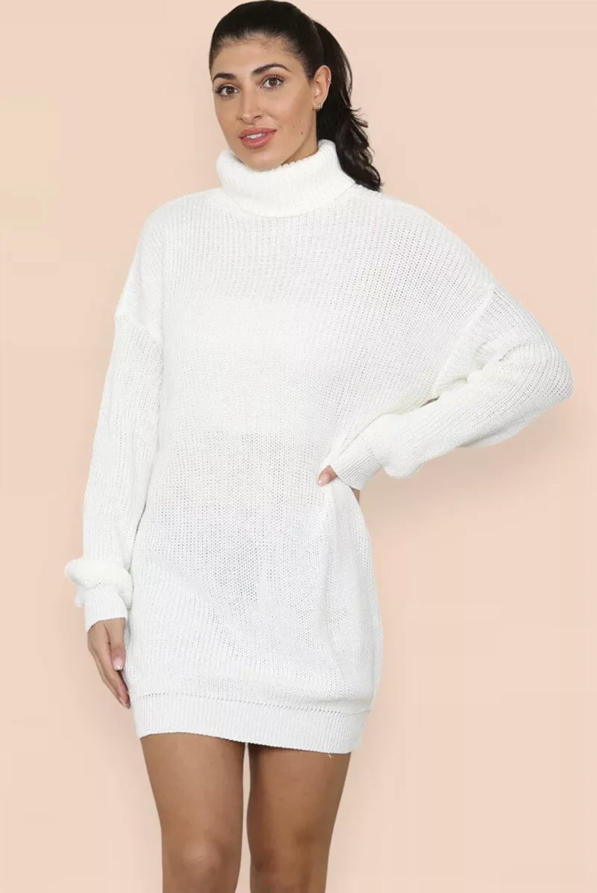 Women's Knitted High-Neck Elegant Dress