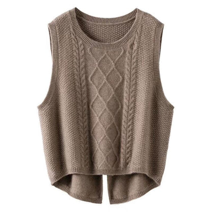Women's Knitted Vest Sleeveless Cable Knit Modern Style