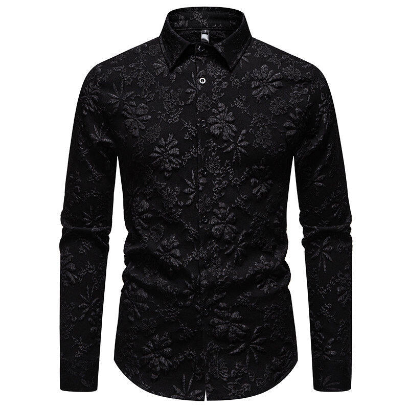 Men's Shirt Floral Pattern Elegant Long Sleeve