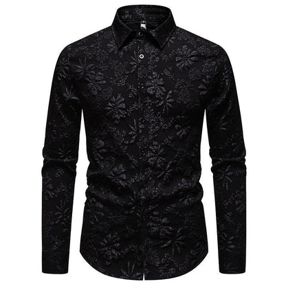 Men's Shirt Floral Pattern Elegant Long Sleeve