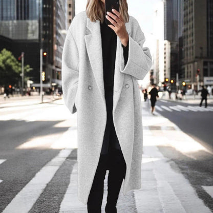 Damen Oversize Wollmantel Stilvoll Warm