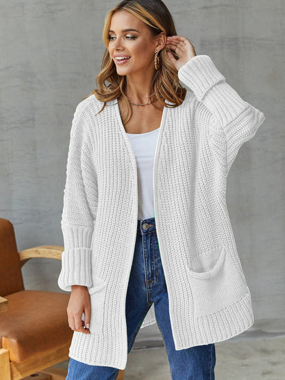 Women's Plus Size Ribbed Knit Cardigan Practical