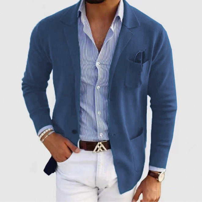 Men's Knitted Blazer Elegant With Practical Pockets