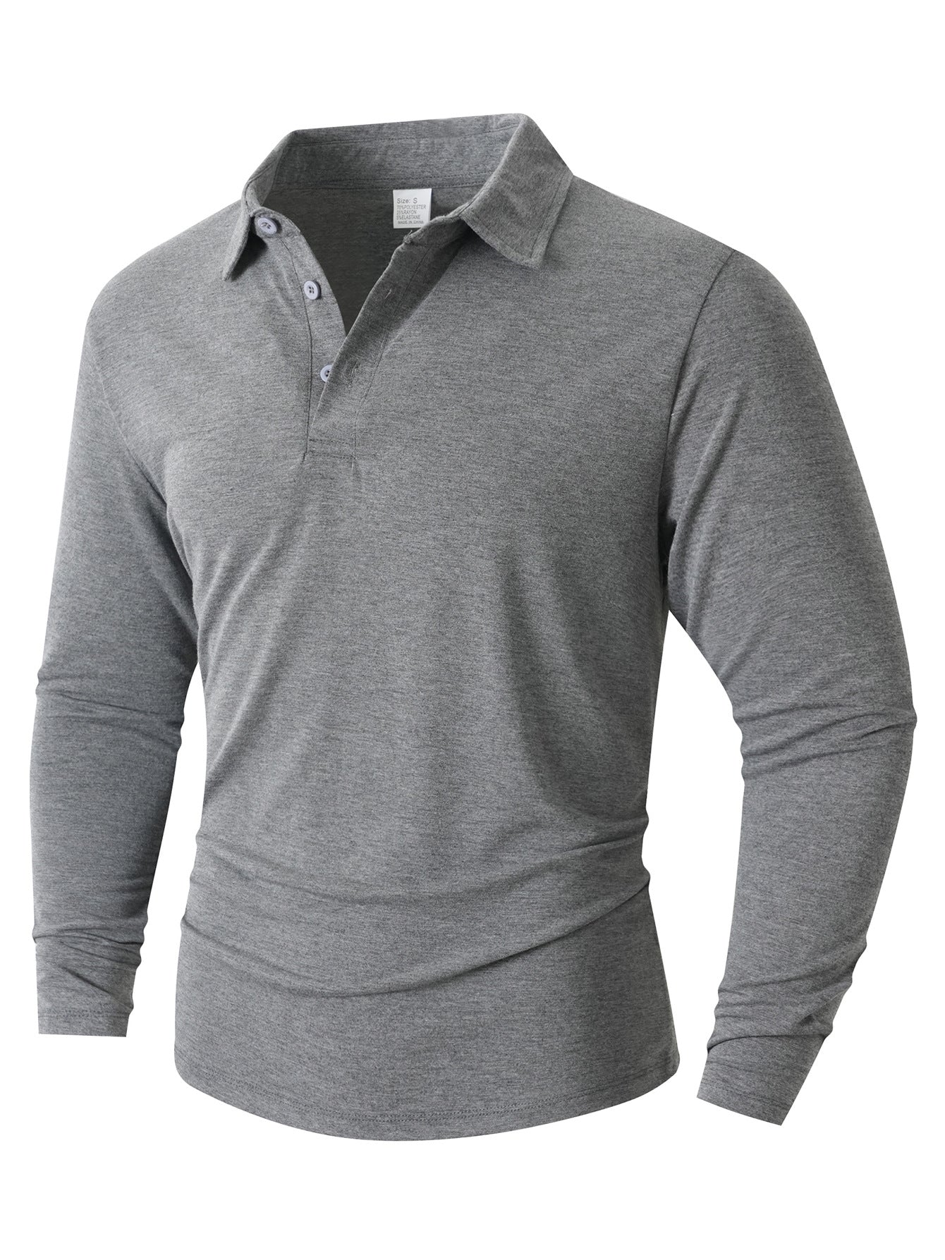 Men's Long-Sleeve Polo Shirt Modern Slim Fit