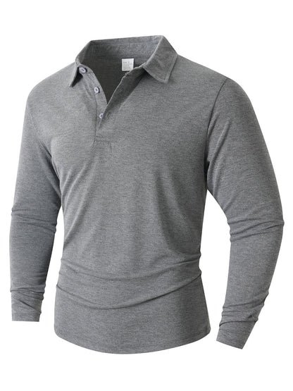 Men's Long-Sleeve Polo Shirt Modern Slim Fit