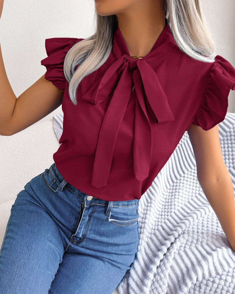 Women's Blouse Ruffles Chic Bow Design