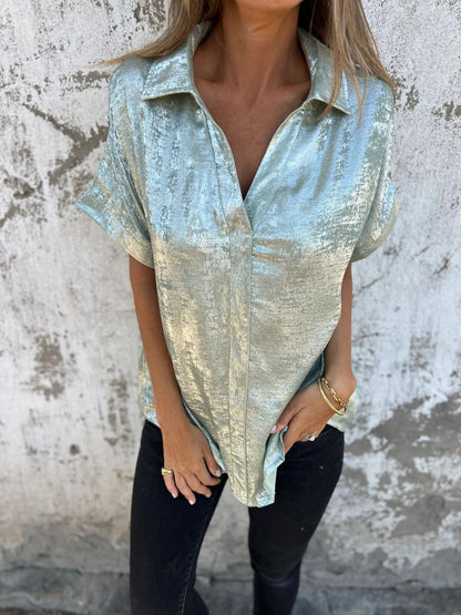 Women's Satin Blouse Elegant Glossy Finish