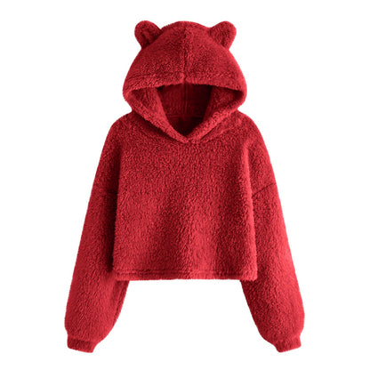 Soft Women's Hoodie with Bear Ears Cuddly Sweatshirt