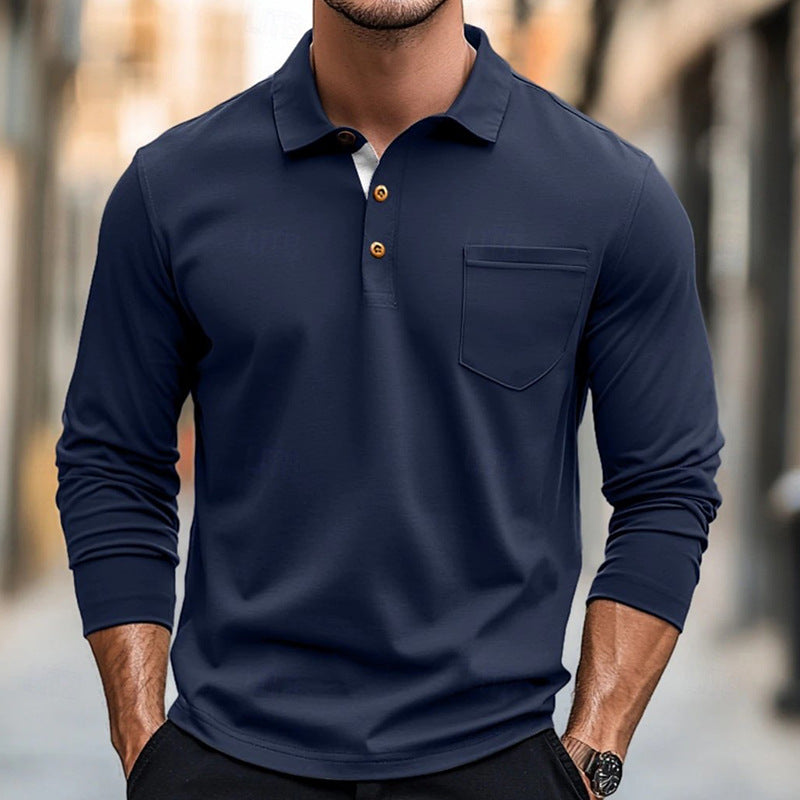 Slim-fit cotton long-sleeve shirt with chest pocket