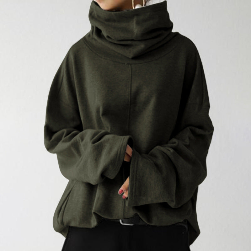 Trendy Solid Color Turtleneck Sweater