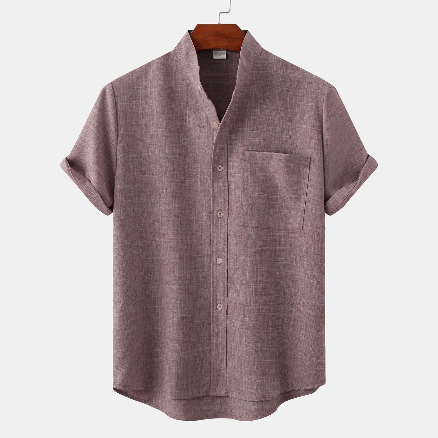 Men's Short-Sleeved Modern Stand-Up Collar Shirt
