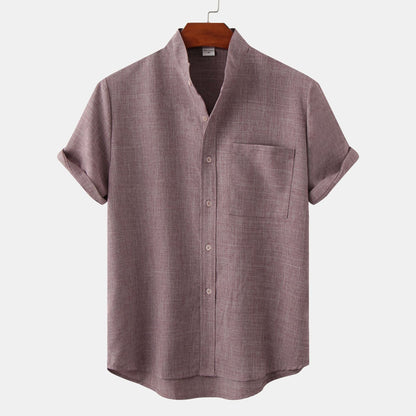 Men's Short-Sleeved Modern Stand-Up Collar Shirt