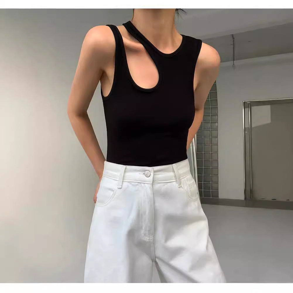 Damen Tanktop Sportlich Cut-Out Top Modern Style - IdealeKleiden
