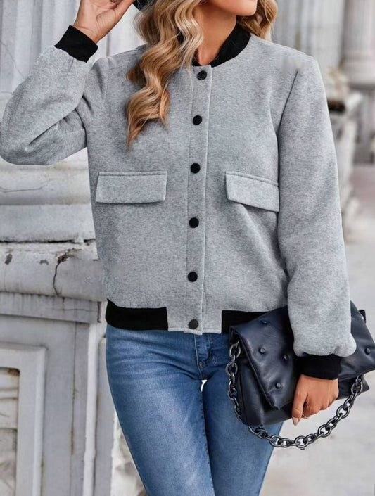 Modische Damen Jacke Freizeit Bomber Style - IdealeKleiden