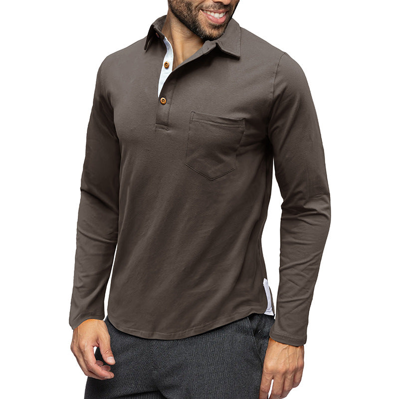 Slim-fit cotton long-sleeve shirt with chest pocket